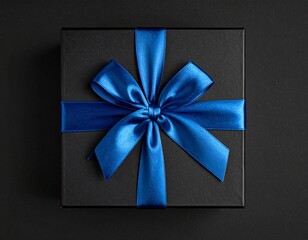 青いリボンの黒いシックなプレゼント