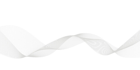 Grey and black wave, curve lines on transparent background. Digital futuristic technology concept banner background. Design for technology, business, voice, sound, data science, geometric border patte