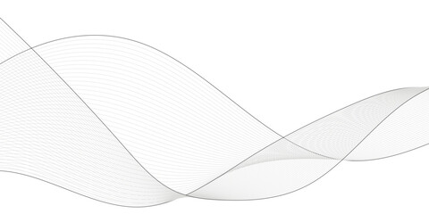 Abstract wavy white and grey curved lines on transparent background. Frequency sound wave lines and technology background, Design for brochure, flyer, banner, template, business wave lines background.