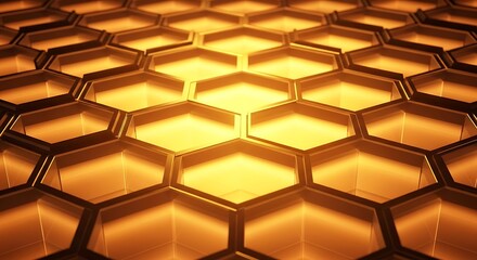 Abstract Golden Honeycomb Pattern Geometric Hexagonal Background Design for Technology and Science Concepts