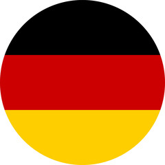 Vector illustration of the German flag, contained within a circle, representing the country of Germany and symbolizing its identity