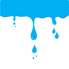 Blue Liquid Drip Icon – Glossy Fluid Droplets Falling from Top Edge for Paint, Motion, and Abstract Design Themes