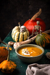 Vegetarian autumn pumpkin cream soup