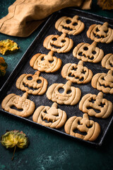 Halloween cookies in shape of jack-o-lantern