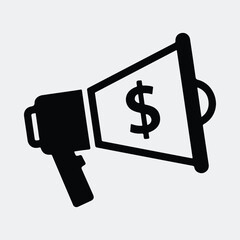 Silhouette megaphone dollar sign promotes financial growth vector illustration