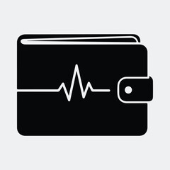 Silhouette wallet with heartbeat line financial health concept vector illustration