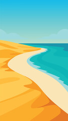 Golden sand beach calm turquoise water vast ocean horizon vector illustration scalable eps vector