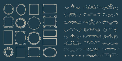 Elegant ornamental frames and dividers, vintage design elements for creative projects and graphic design