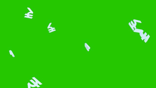 Indian Rupee Sign Rotating Isolated On Alpha Background. currency signs failing animation, 3D india currency symbol particles 4K video, Neon glowing rupee icon, digital Indian currency symbol Overly. 