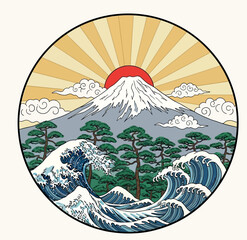 vector illustration of a mountain fuji