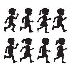 Children Running Silhouettes A Dynamic Vector Illustration for Playful Projects & Designs