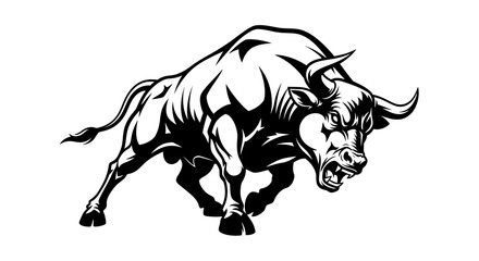 Obraz premium Illustration of a bull, charging forward