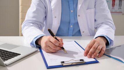 Doctor working with documents