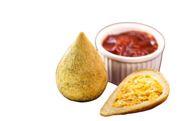 brazilian chicken coxinha, shredded fried chicken, party savory, typical brazilian food