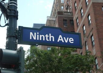 Obraz premium large Ninth Avenue street sign prominently displayed in New York Manhattan USA