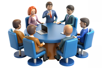 Diverse business team collaborates around a modern conference table