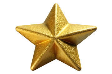A single golden star with a textured surface against a black background