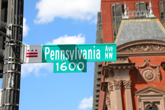 road sign for 1600 Pennsylvania Avenue is the White House address in Washington DC
