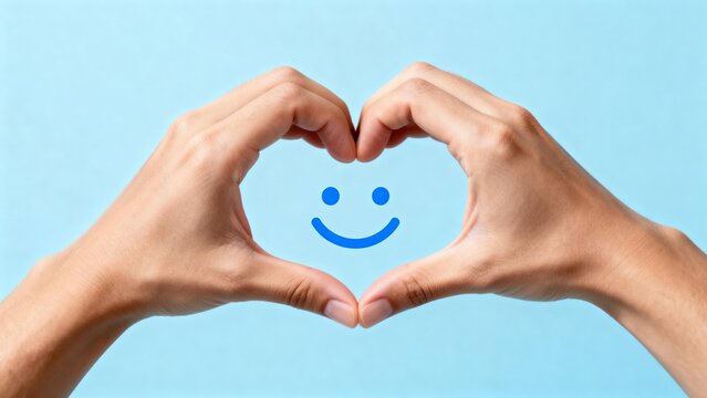 Heart hands with smiley face - Powered by Adobe