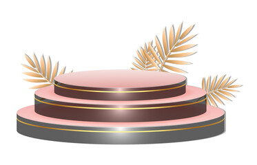 Elegant three tier podium with golden leaves
