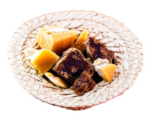 Rapadura, typical sweet from Brazil, on an isolated white background