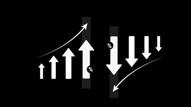Success of business strategy Cost and quality control for effective management Achieving goals businessman analyze growth and cost reduction graphs Success of business growth on a black background