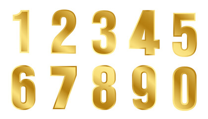 Golden number set on black background for designs