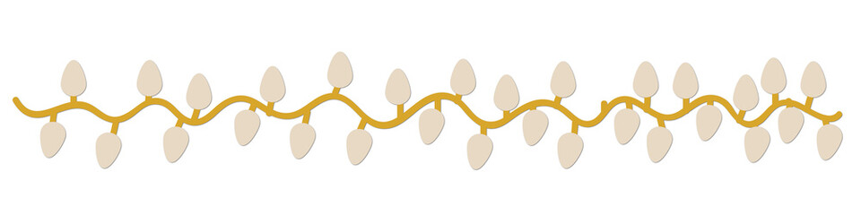 Holiday string lights decoration border with black background