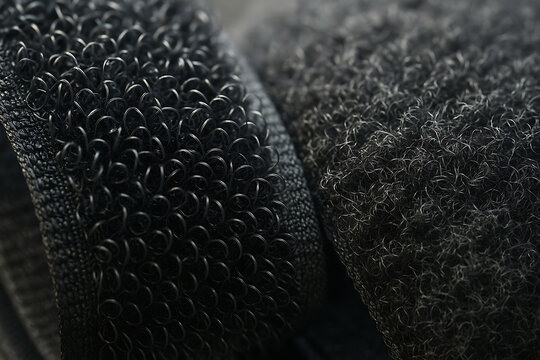 Velcro Closeup: An artistic close-up reveals the intricate texture of Velcro fasteners, showcasing the interplay of hooks and loops that define the material's remarkable gripping power.