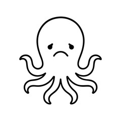 outline sad octopus on a white background
Vector line icon animal character emotion, including joy and sadness