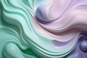 Abstract Sculpted Waves in Soft Pastel Colors | 3D Render Digital Art Background