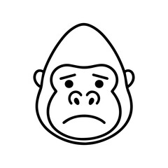 outline sad gorilla on a white background
Vector line icon animal character emotion, including joy and sadness