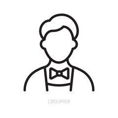 Croupier line icon. Character symbol. Casino, gambling game concept. Isolated on a white background. Flat design. Editable stroke. Vector illustration.