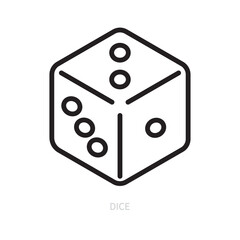Dice line icon, symbol. Casino, poker, gambling game concept. Isolated on a white background. Flat design. Editable stroke. Vector illustration.