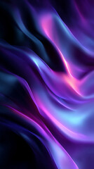 Obraz premium Black dark abstract background with flowing iridescent blue and purple neon liquid waves symbolizing energy motion and futurism representing a luminous holographic gradient with smooth dynamic glow