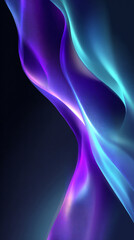 Fototapeta premium Black dark abstract background with flowing iridescent blue and purple neon liquid waves symbolizing energy motion and futurism representing a luminous holographic gradient with smooth dynamic glow