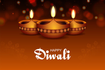 vector illustration of decorated diya for Happy Diwali holiday Hindu festival of India background
