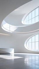 Fototapeta premium Modern architecture interior with curved design
