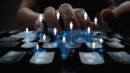 People networking, business connections, digital networking platforms, professional collaboration, and expanding opportunities through business relationship building and engagement. Muxer