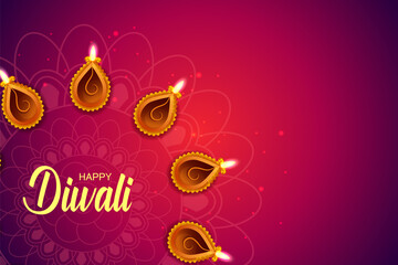 vector illustration of decorated diya for Happy Diwali holiday Hindu festival of India background