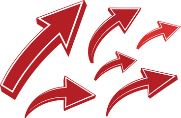 Vector art of collection of red arrows pointing in different directions