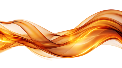 Abstract golden wave isolated on transparent background with smooth curves and flowing lines creates a sense of movement and elegance in design