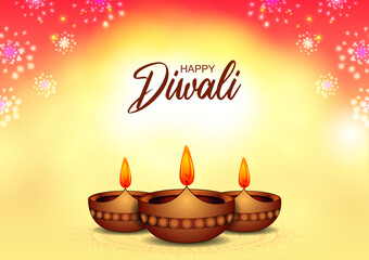 vector illustration of decorated diya for Happy Diwali holiday Hindu festival of India background