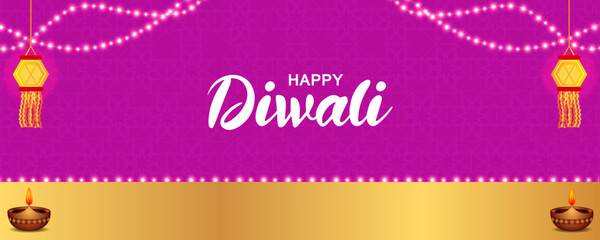 vector illustration of decorated diya for Happy Diwali holiday Hindu festival of India background