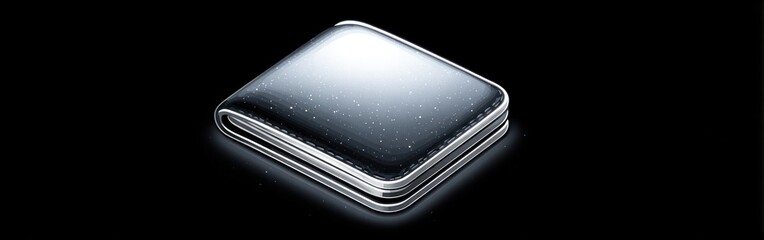 A stylish, slim wallet rests on a dark surface, showcasing its glossy finish and minimalist design features