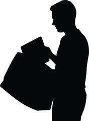 Silhouette of man holding and reading a tablet man, silhouette, tablet, reading, illustration, design, casual, tablet, digital, background, user, content, online, browsing, learning, side, person, sil