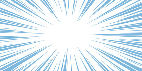 Bright blue sunburst vector illustration with glowing radial rays pattern