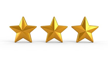 Obraz premium Three Golden Stars On A White Background