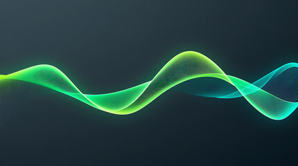 A cheerful sound wave graphic with escalating peaks and valleys in bright, electric green and turquoise.
