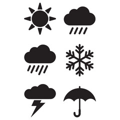 Weather vector forecast icons set